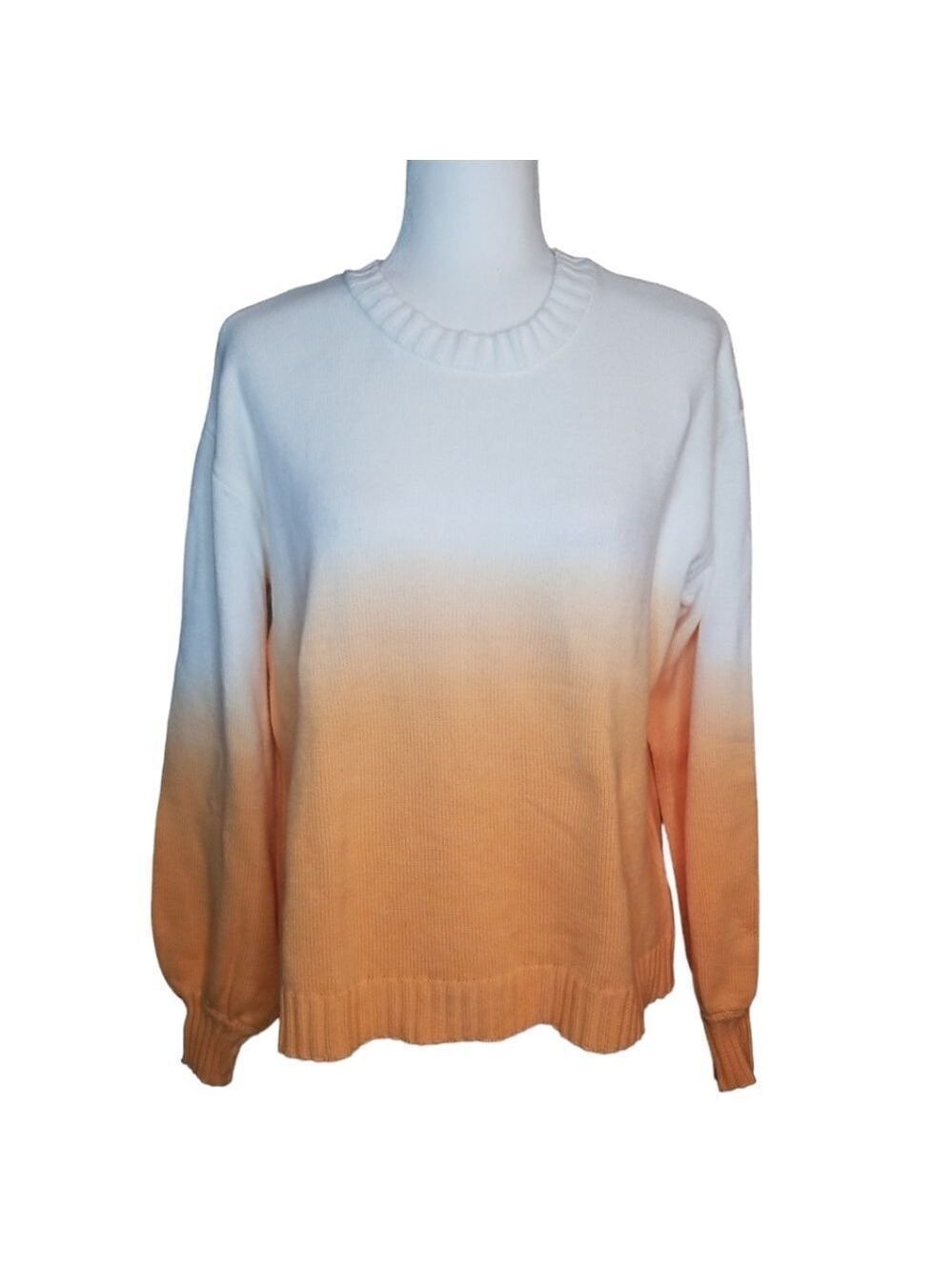 Ella Rafaella Ombre Pullover Sweater Mock Orange White Knit Size XL - Picture 10 of 10